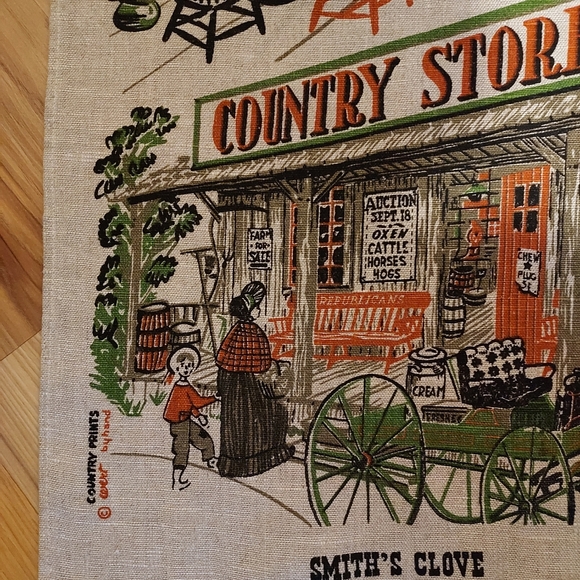 Smiths Clove Pure Linen Kitchen Tea Towel Country Store 16x30 Inches - Picture 2 of 9